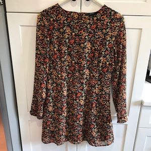 Forever21 Long Sleeve Paisley Open Back Mini Dress